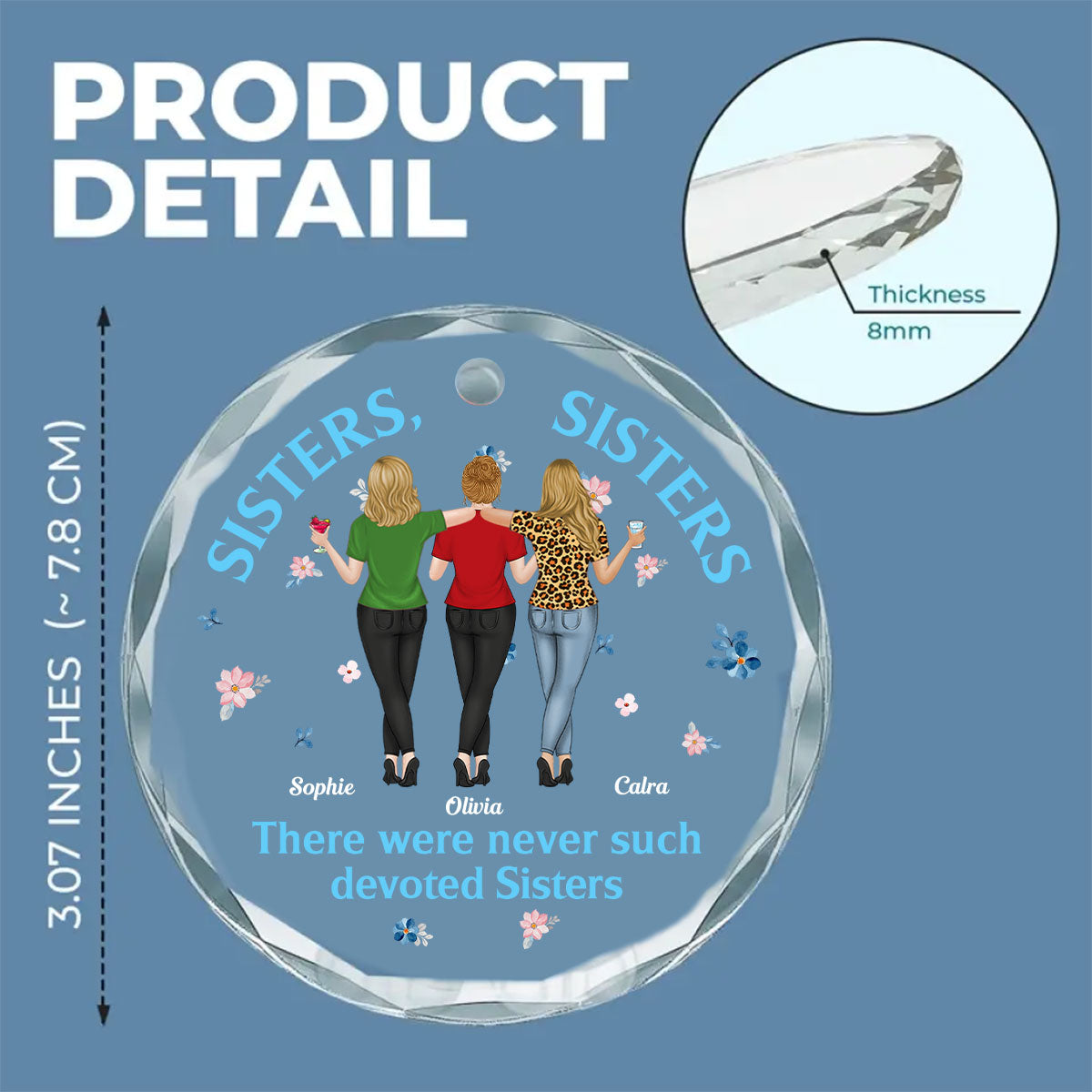 Devoted Sisters - Personalized Custom Glass Ornament