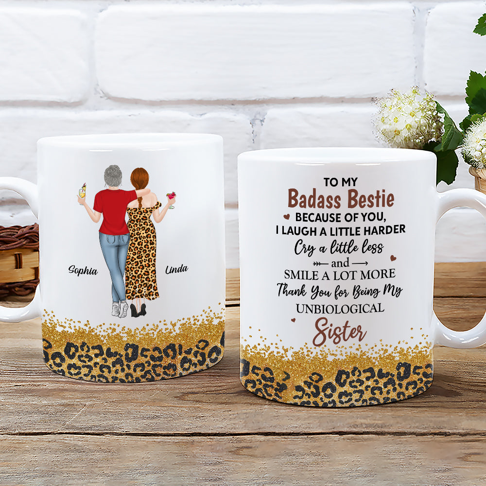 Because Of You I Laugh A Little Harder - Personalized Custom Coffee Mug