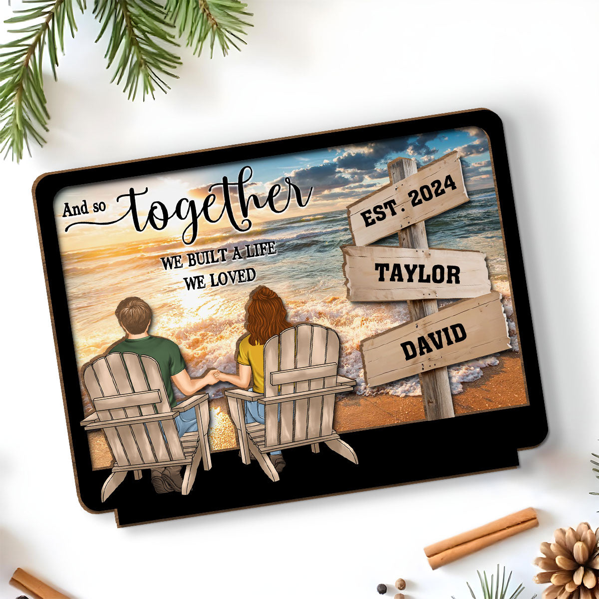 My penguins - Personalized Custom 2-Layer Wood Plaque With Flat Base