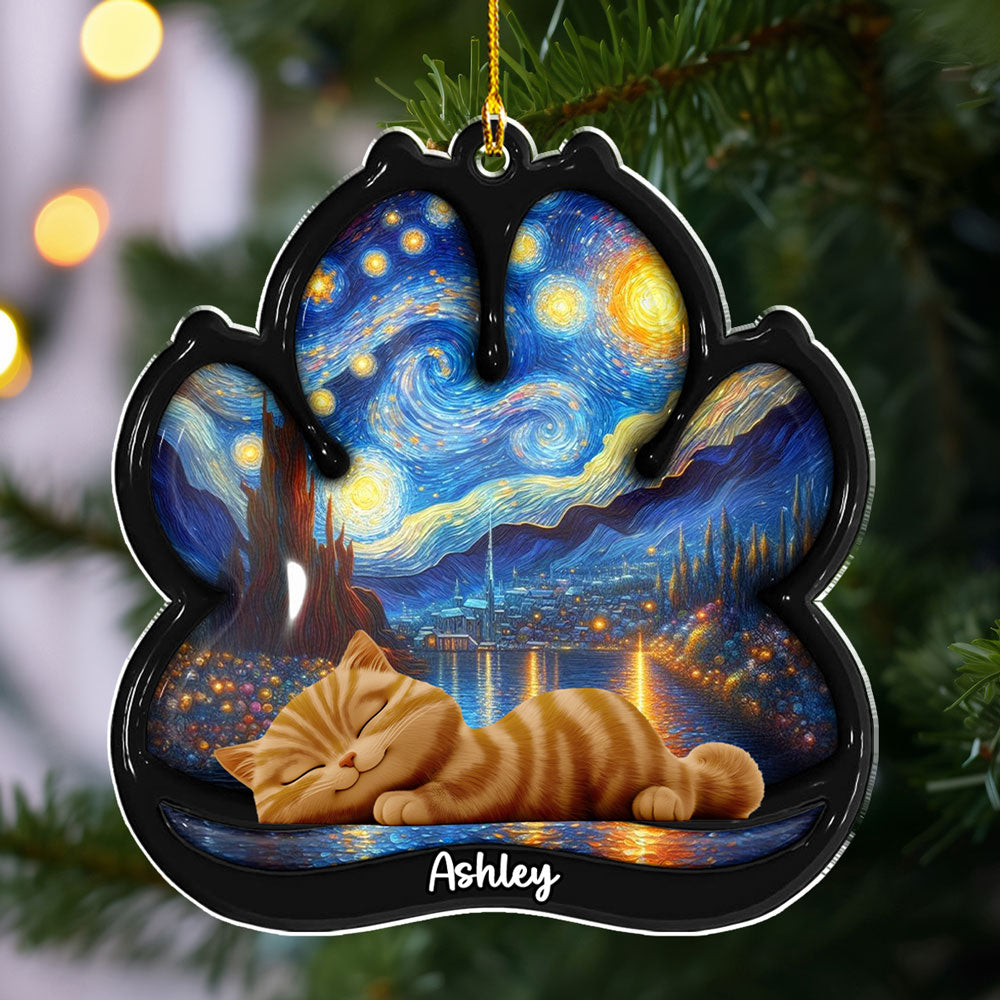 Lay Here With Cat - Personalized Custom 3D Effect Acrylic Ornament