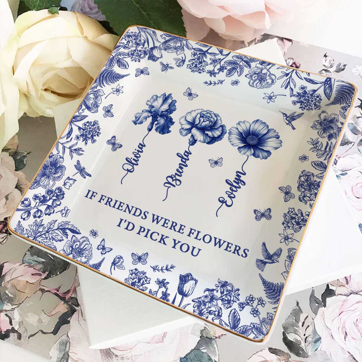 I Would Pick You Toile - Personalized Custom Jewelry Dish