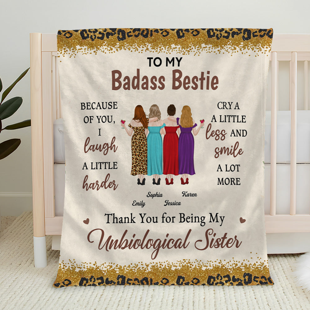 Because Of You I Laugh A Little Harder - Personalized Custom Fleece Blanket