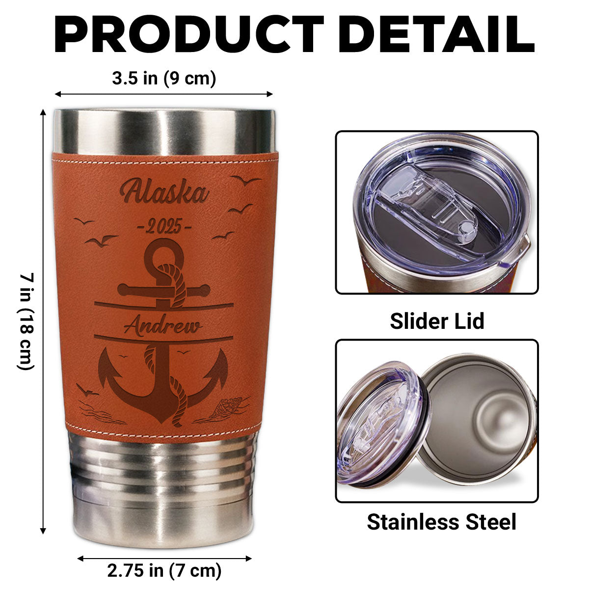 Summer Vacation - Personalized Custom Engraved Leather Tumbler