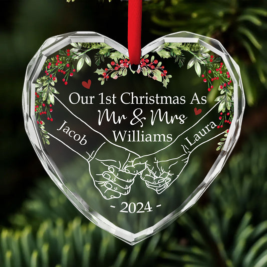 Our 1st Christmas As Mr. And Mrs. - Personalized Custom Glass Ornament
