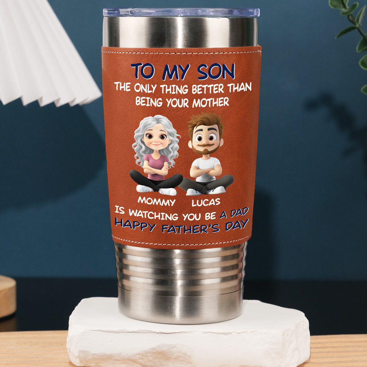 Being A Dad - Personalized Custom Leather Tumbler