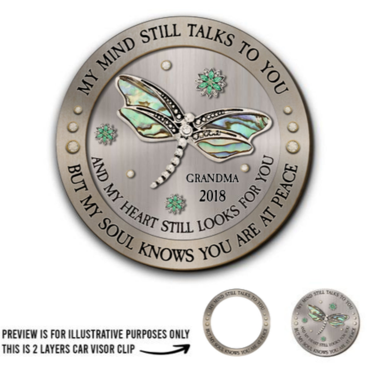 Dragonfly My Mind My Heart My Soul Ver 2 - Personalized Custom Car Visor Clip