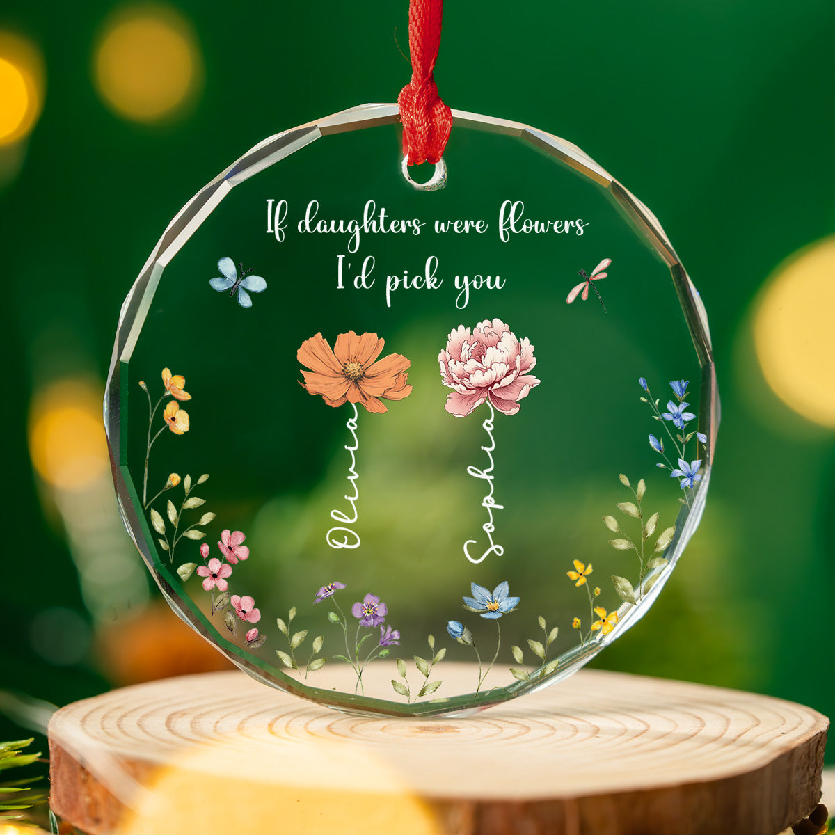 If Daughters Were Flowers - Personalized Custom Glass Ornament