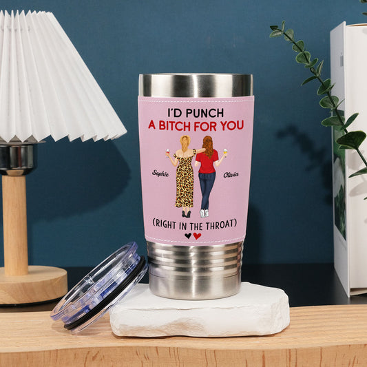 Punch For You - Personalized Custom Pink Leather Tumbler