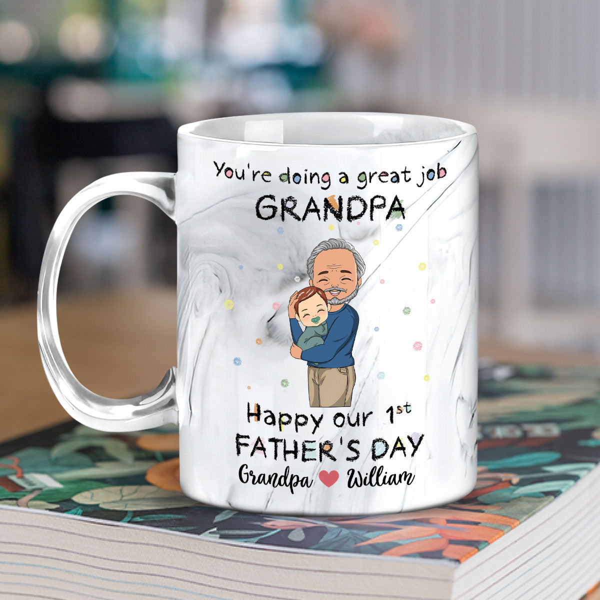 You Are Doing A Great Job Dad - Personalized Custom Grey Marble Mug