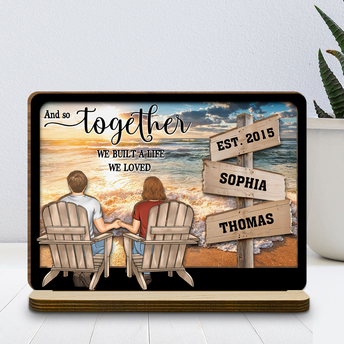 My penguins - Personalized Custom 2-Layer Wood Plaque With Flat Base