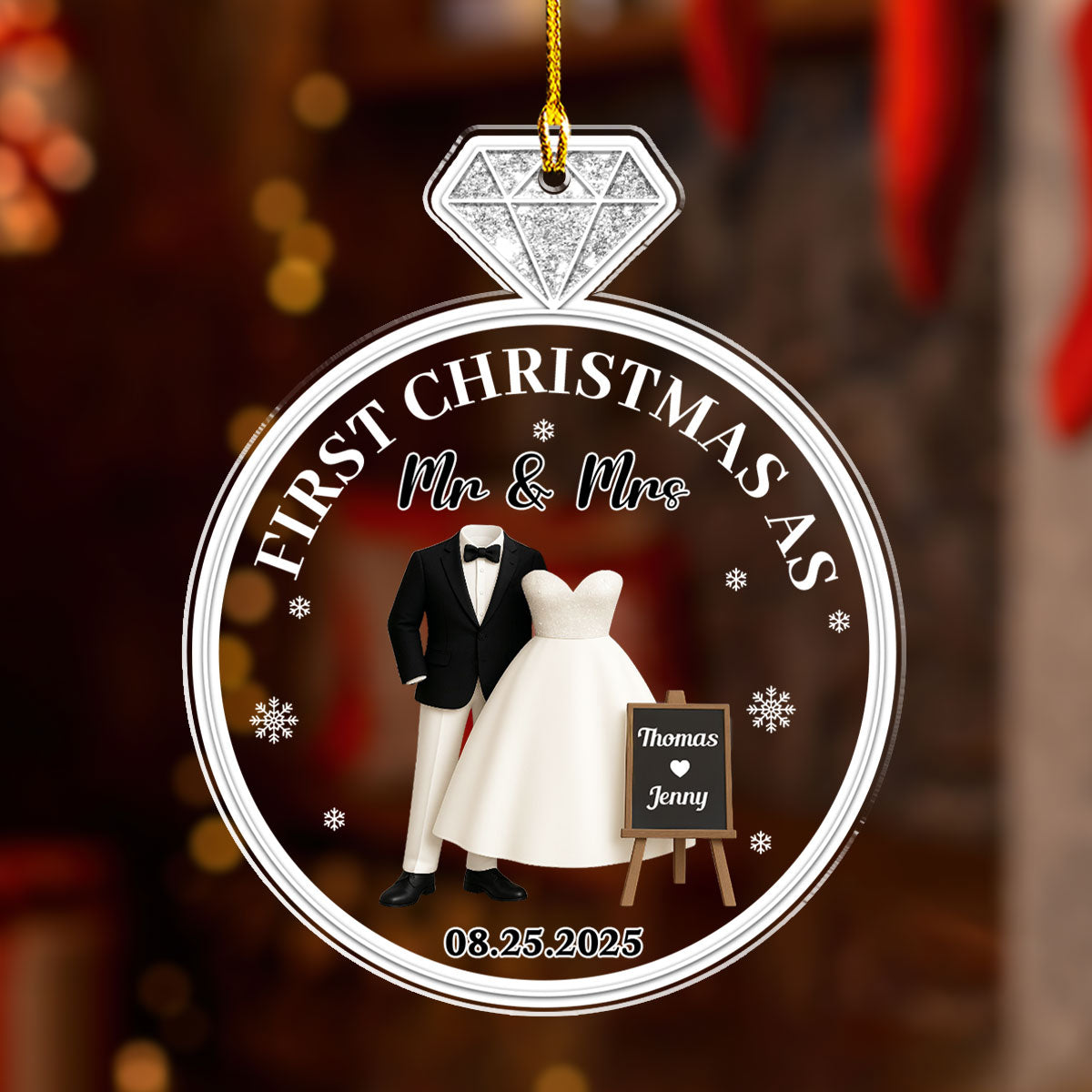 First Christmas Married - Personalized Custom Acrylic Ornament