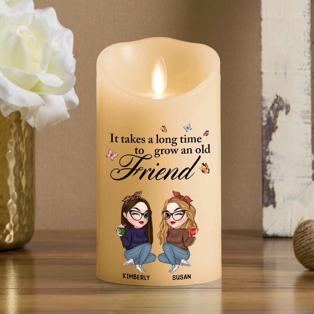 Grow An Old Friend - Personalized Custom LED Candle