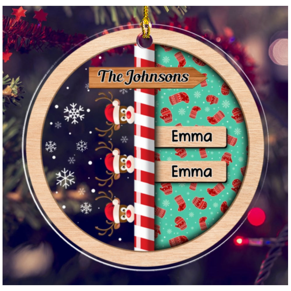 Custom Family Name Christmas - Personalized Custom Acrylic Ornament