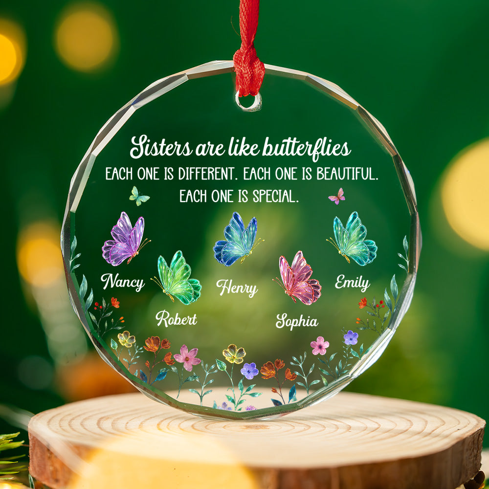 Festive Sister Love - Personalized Custom Glass Ornament