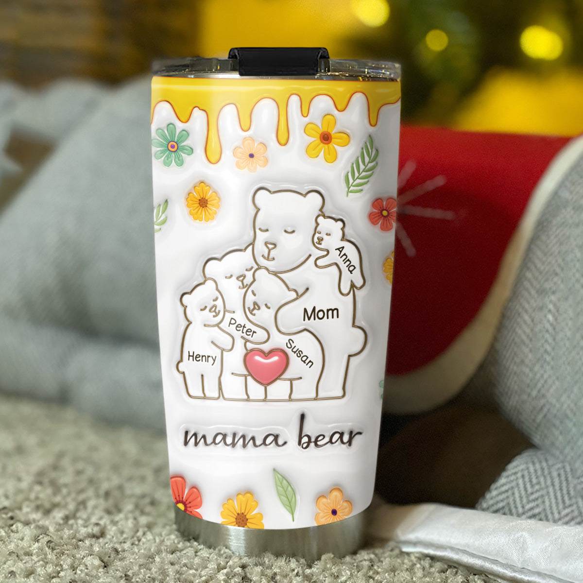 Our Mama Bear - Personalized Custom 3D Inflated Effect Tumbler