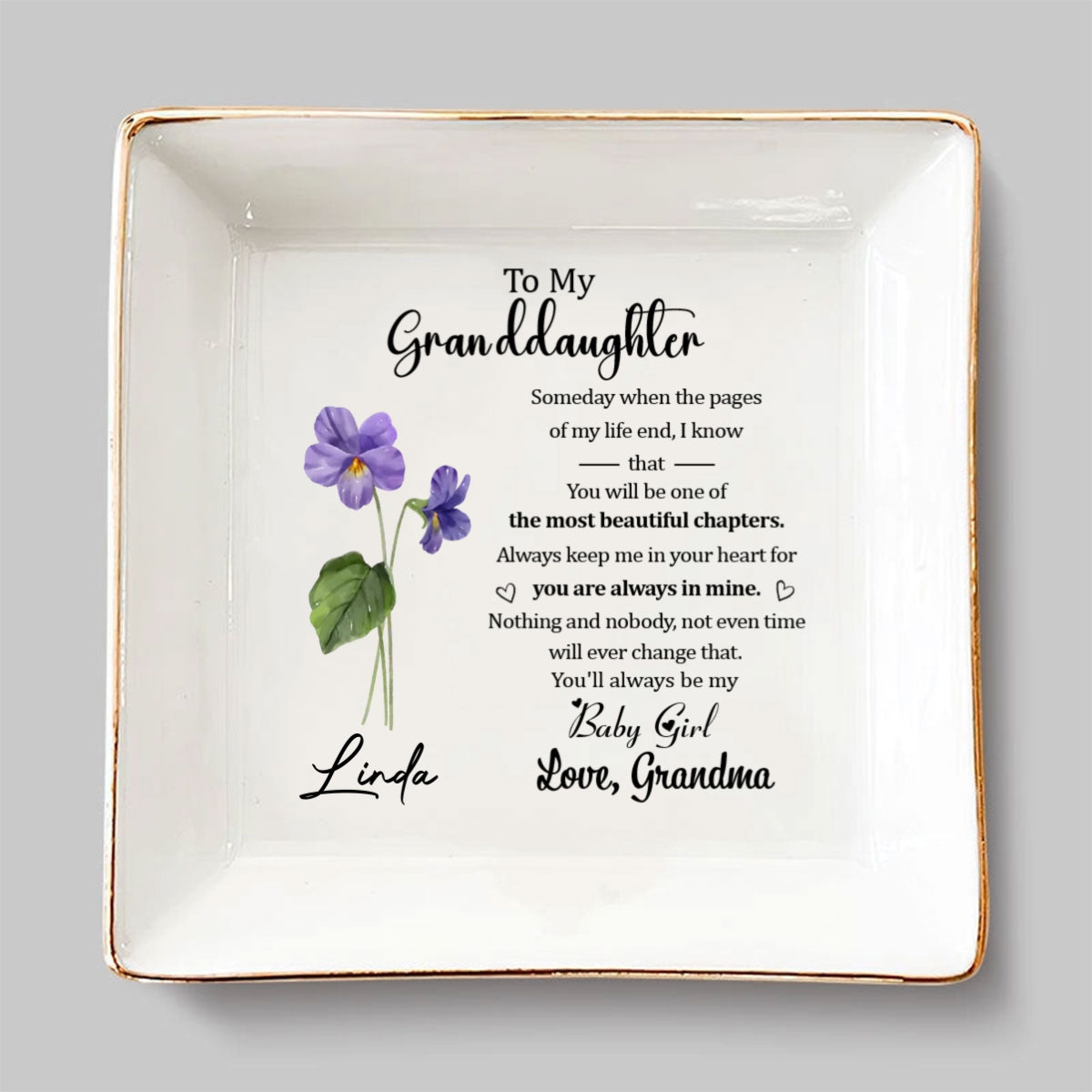 The Love From Grandma Will Never Fade - Personalized Custom Jewelry Dish