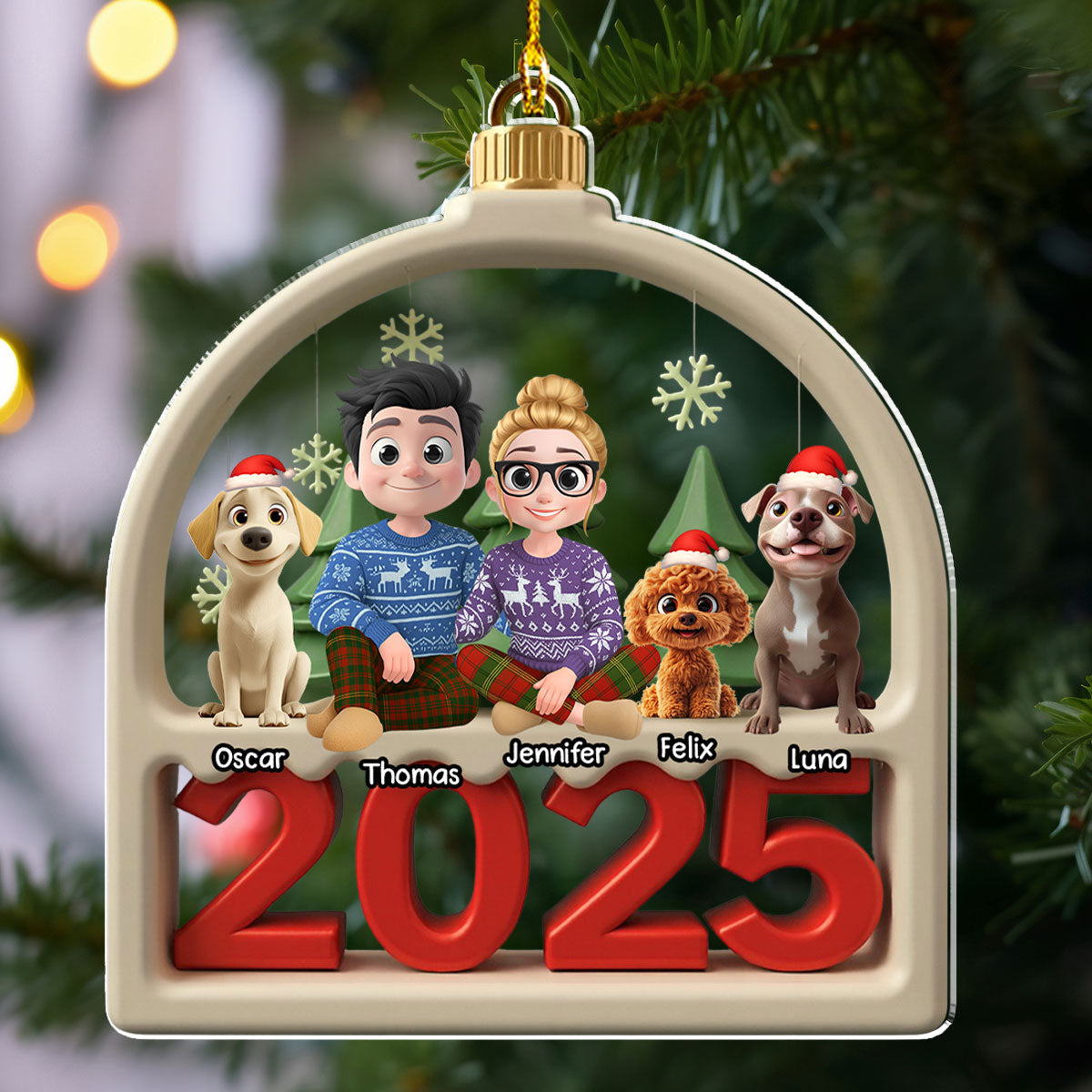 Family Furry And Paws - Personalized Custom Acrylic Ornament