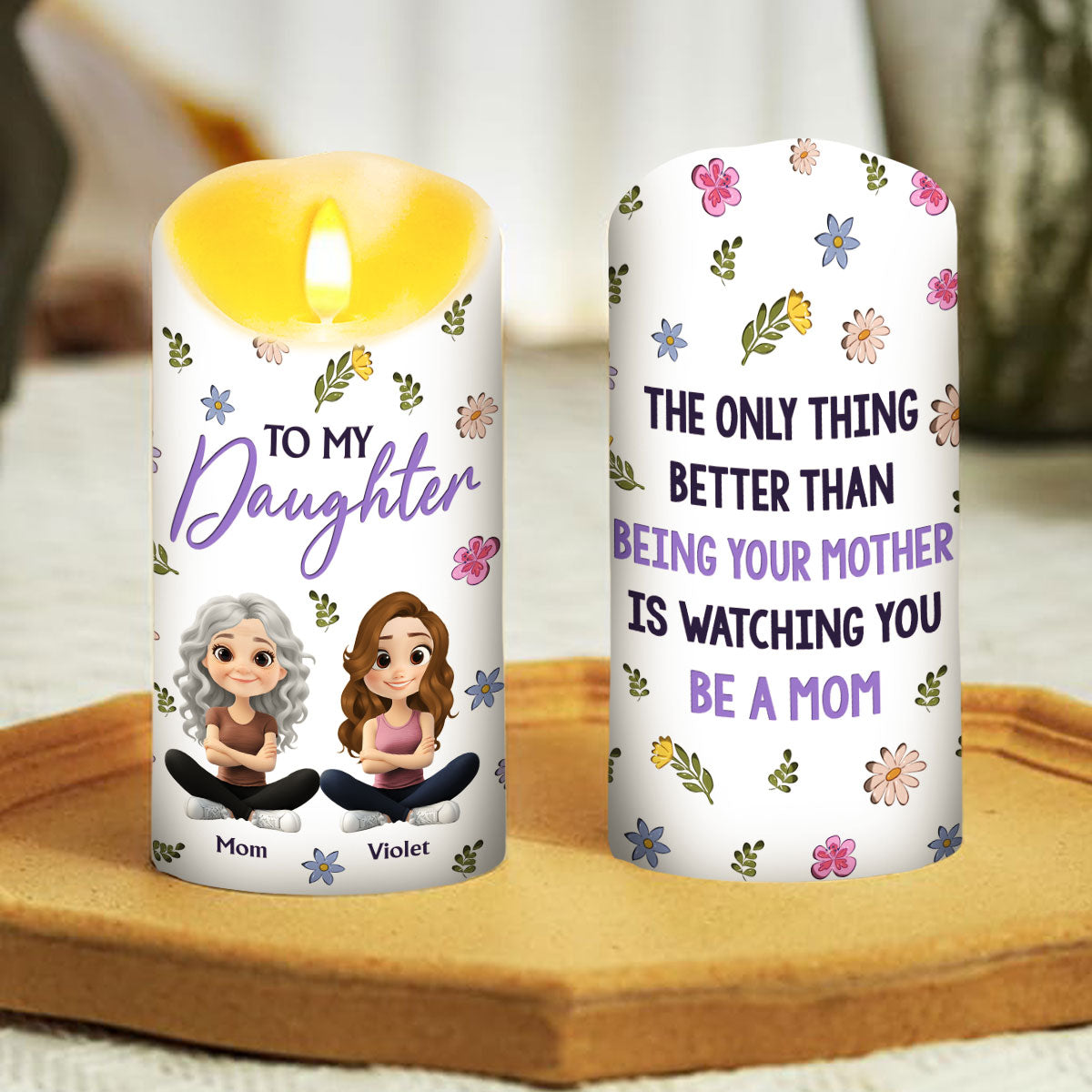 To My Daughter - Personalized Custom LED Candle