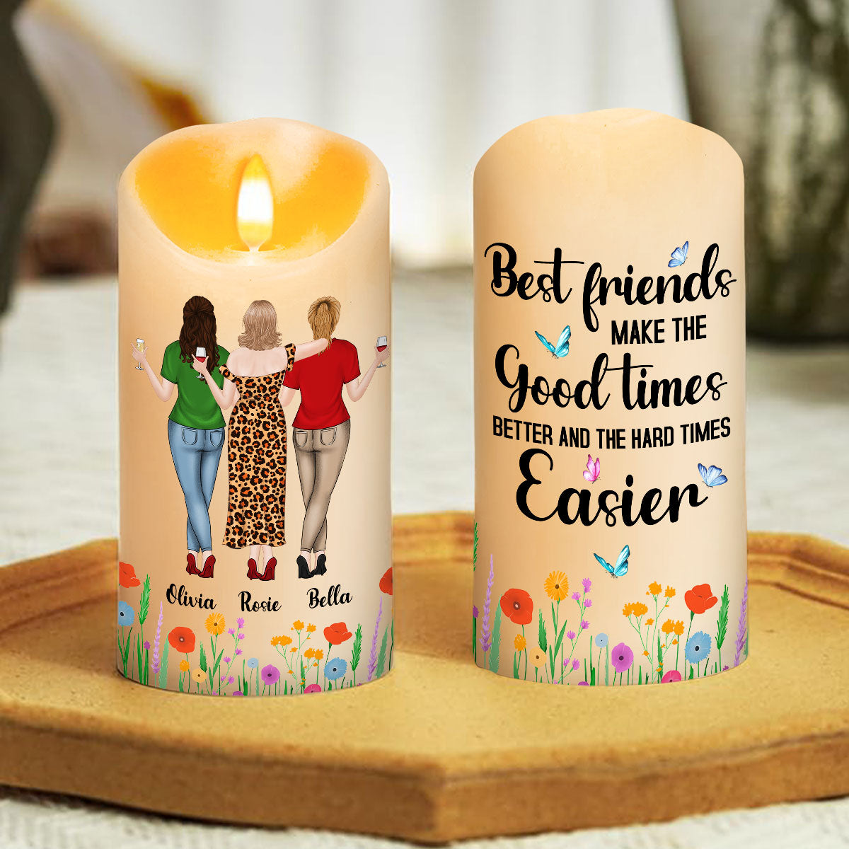 Good Times Better With Friends - Personalized Custom LED Candle