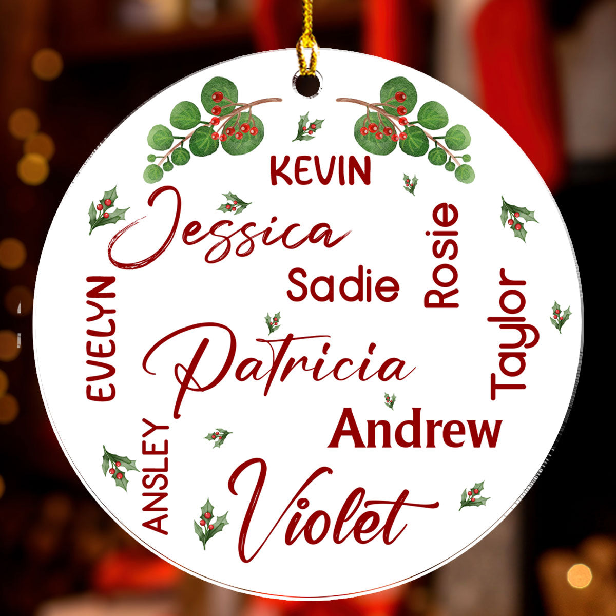 Word Cloud Mistletoe - Personalized Custom Acrylic Ornament