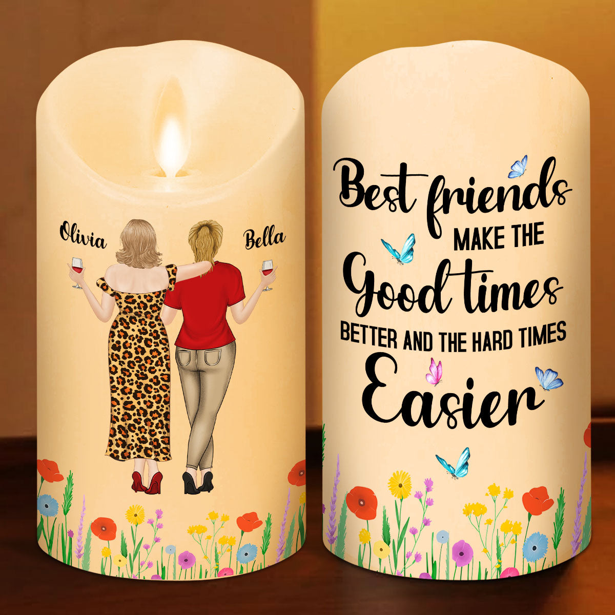 Good Times Better With Friends - Personalized Custom LED Candle