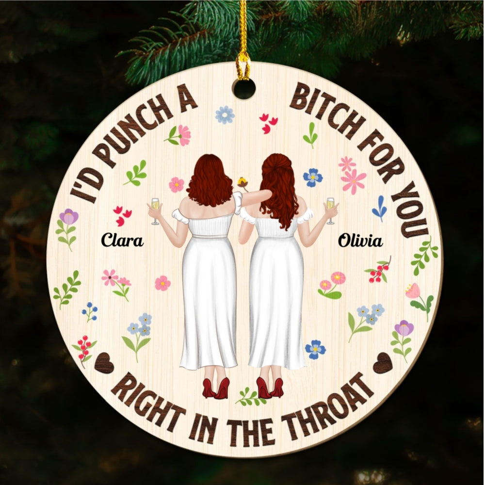 Punch Bitch Besties - Personalized Custom Wood Ornament