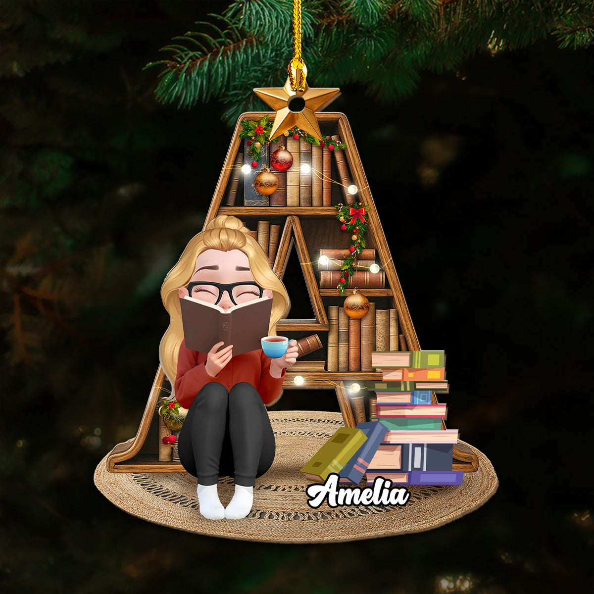 I Am A Bookaholic - Personalized Custom 3D Effect Wood Ornament