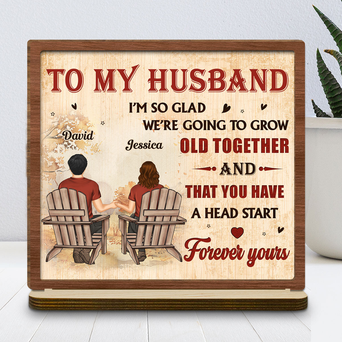 A Lifetime With You - Personalized Custom 2-Layer Wood Plaque With Flat Base