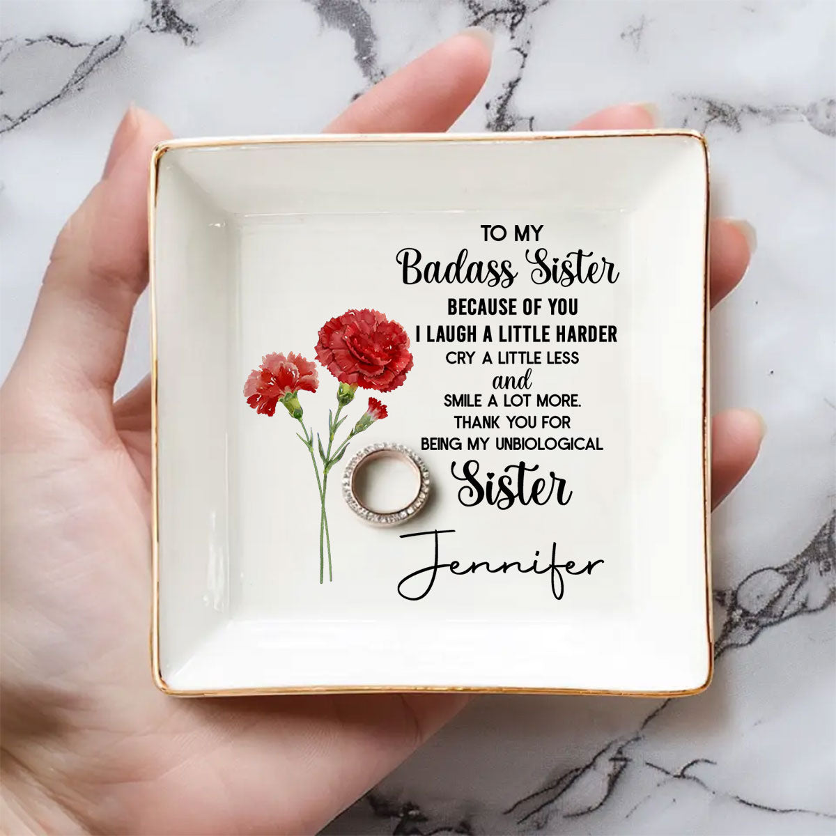 To My Badass Bestie - Personalized Custom Jewelry Dish