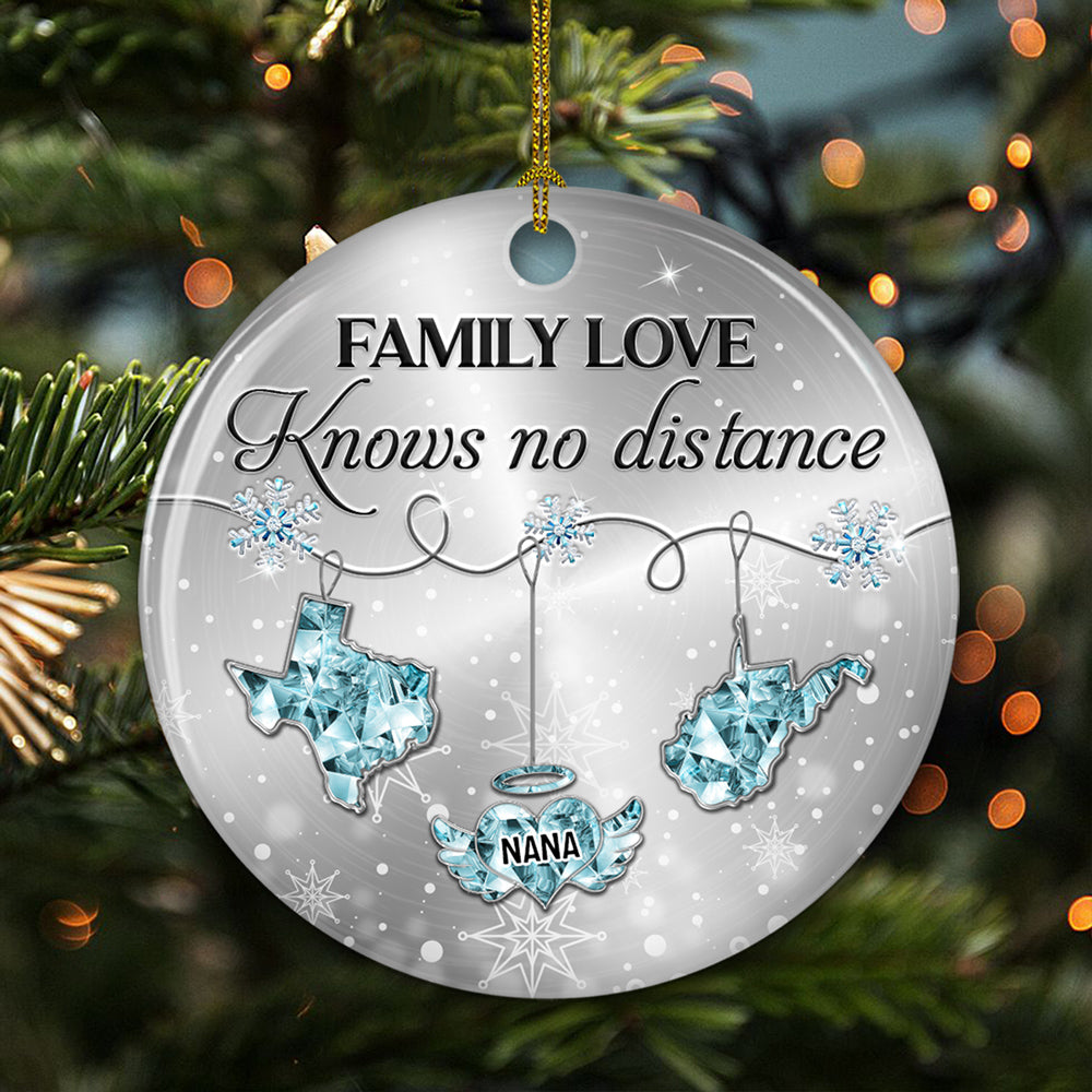 Family Love Crystal Memorial - Personalized Custom Ceramic Ornament