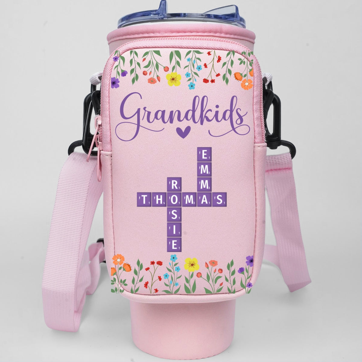 Love My Grandkids Crossword - Personalized Custom 40oz Water Bottle Carrier Bag