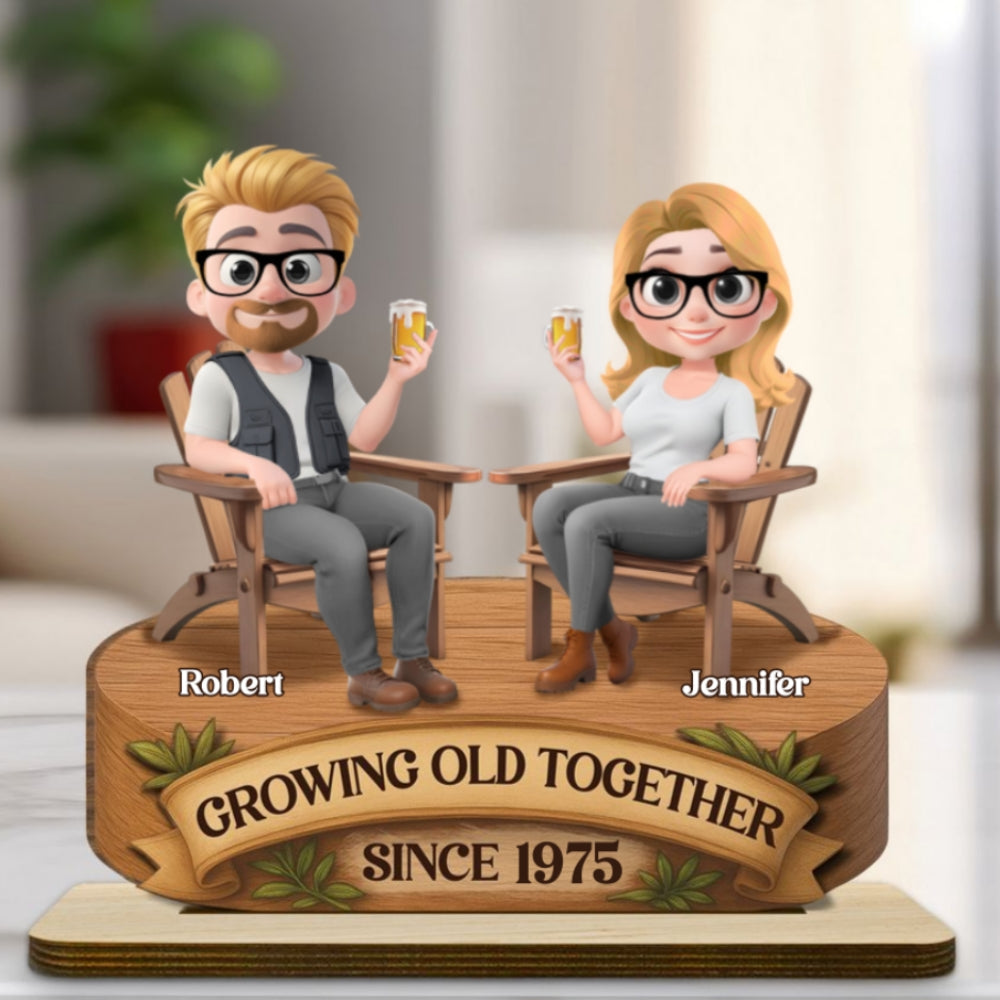 Love That Grows With Time - Personalized Custom 2-Layer Wood Plaque With Flat Base