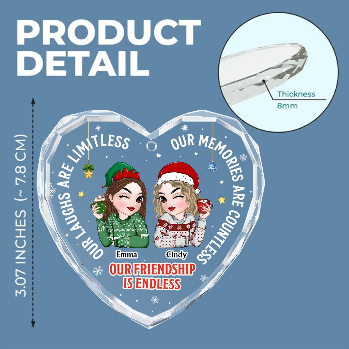 Besties Forever - Personalized Custom Glass Ornament