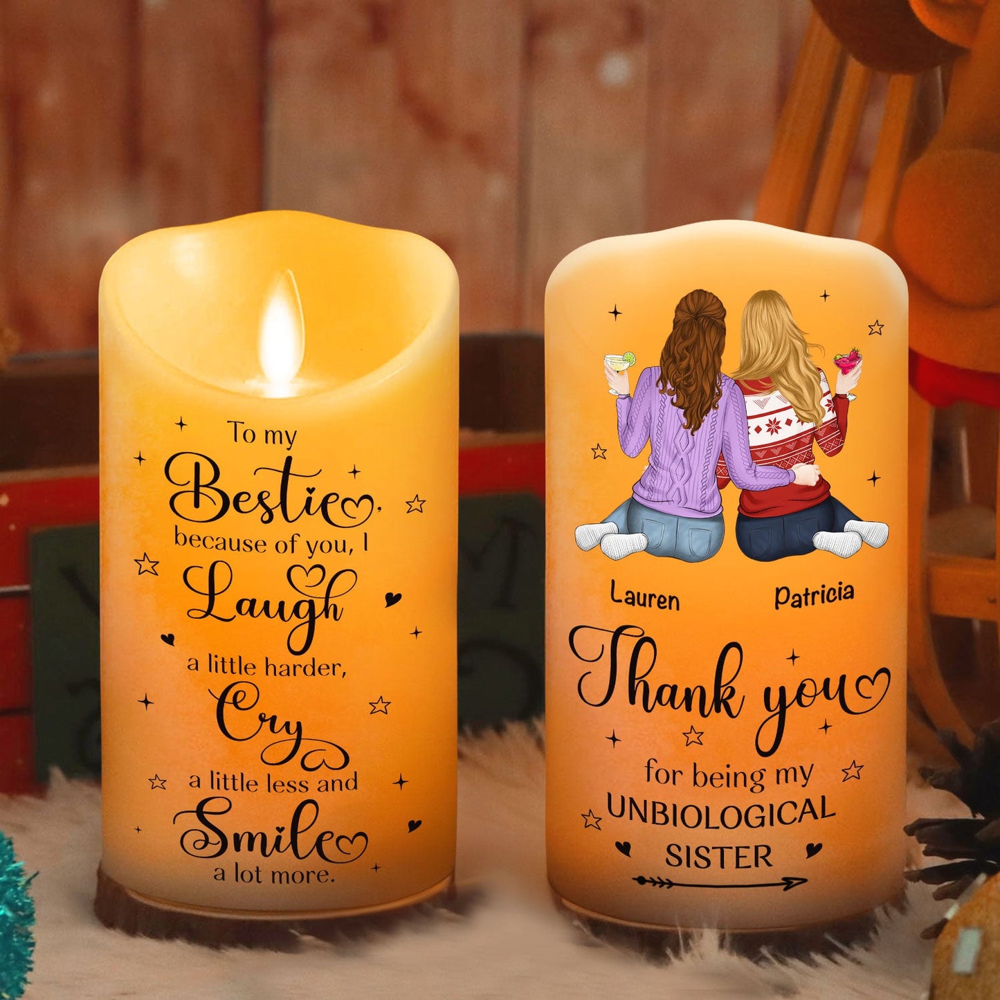 Thank You For Being My Unbiological Sister - Personalized Custom LED Candle