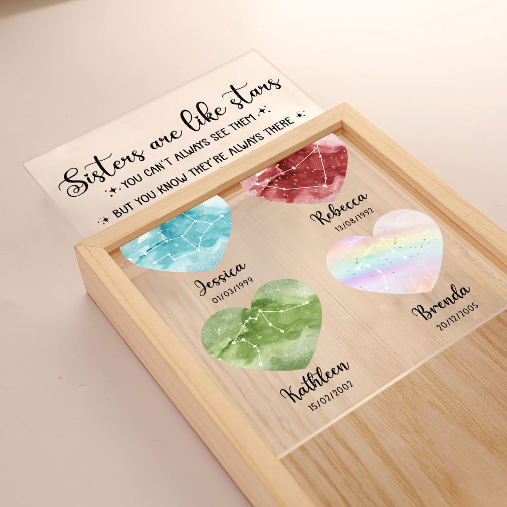 Sisters Are Like Stars - Personalized Custom Frame Light Box