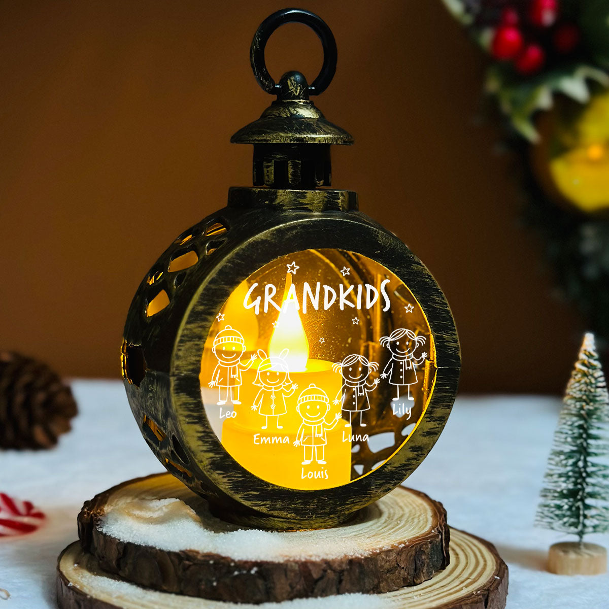 Grandkids Make Life Grand - Personalized Custom Christmas Lantern