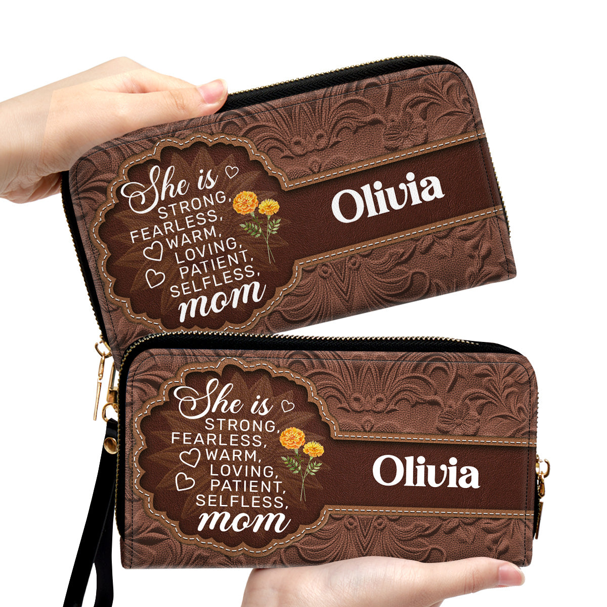 She Is Mom - Personalized Custom Leather Wallet