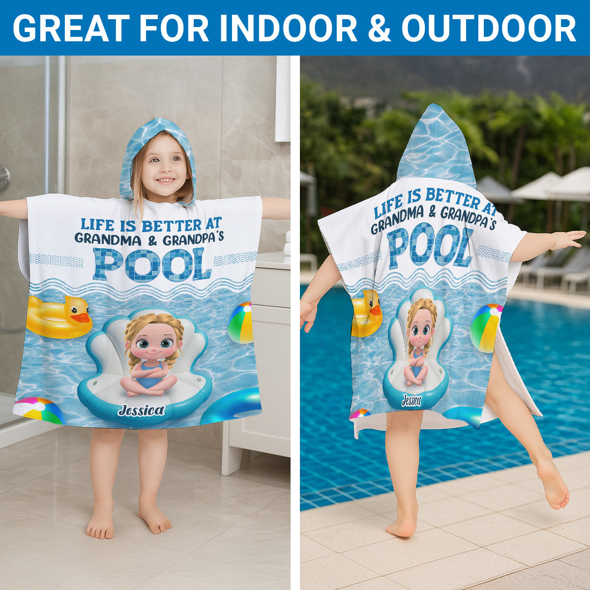 Better At Grandma Pool - Personalized Custom Hooded Beach Towel