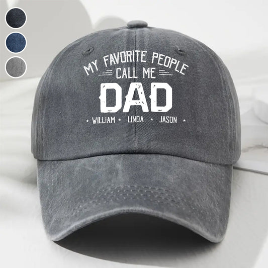 My Favorite People Call Me Love - Personalized Custom Vintage Washed Denim Cap