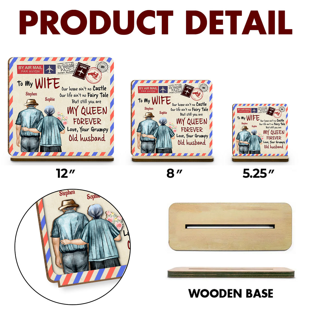 My Queen - Personalized Custom 2-Layer Wood Plaque With Flat Base