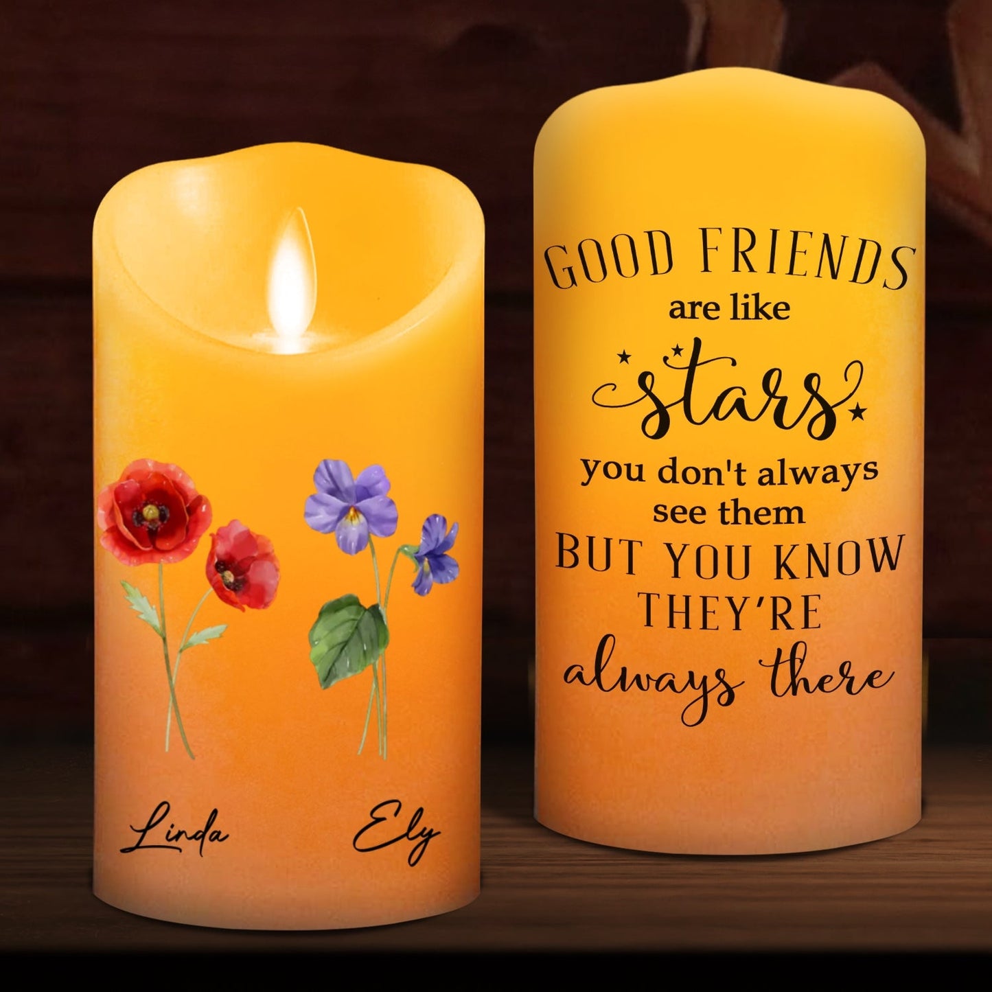 Friends Like Stars - Personalized Custom LED Candle