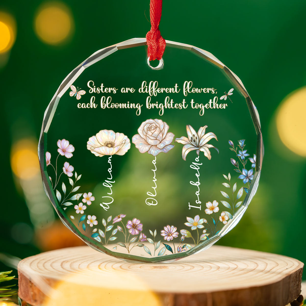 Blooming Together - Personalized Custom Glass Ornament