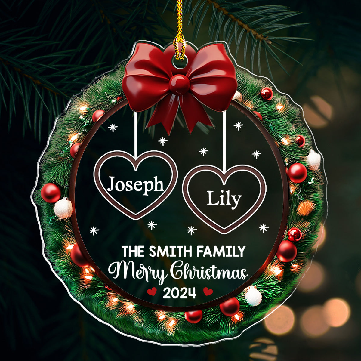 Family Wreath Christmas - Personalized Custom Acrylic Ornament