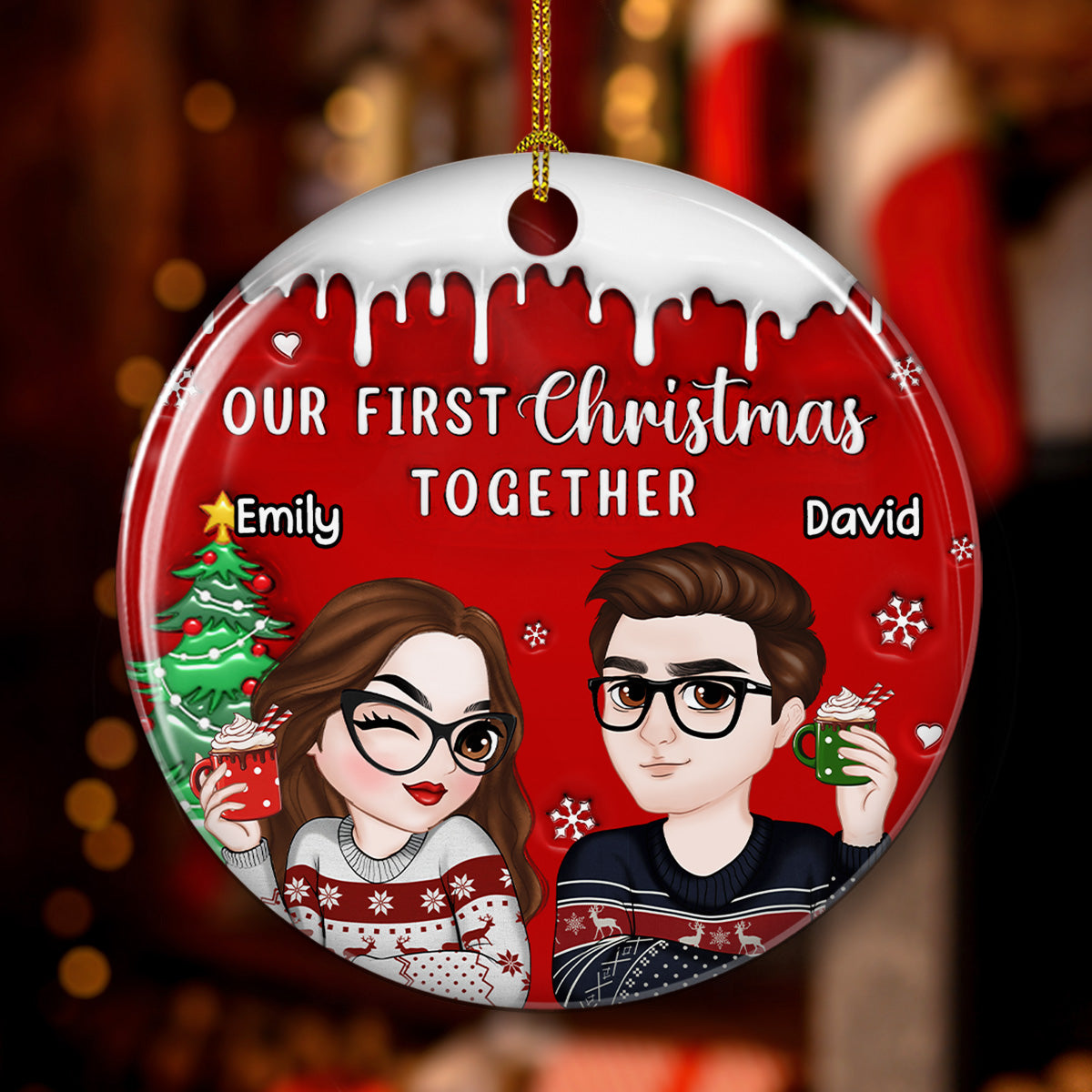 I Found You - Personalized Custom 3D Inflated Effect Ceramic Ornament