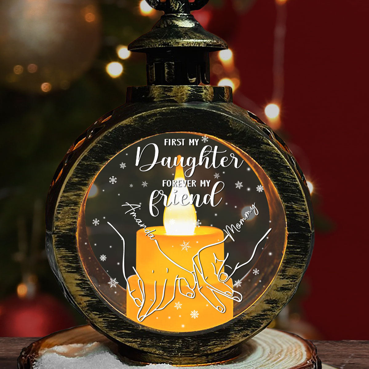 First My Daughter Forever My Friend - Personalized Custom Christmas Lantern