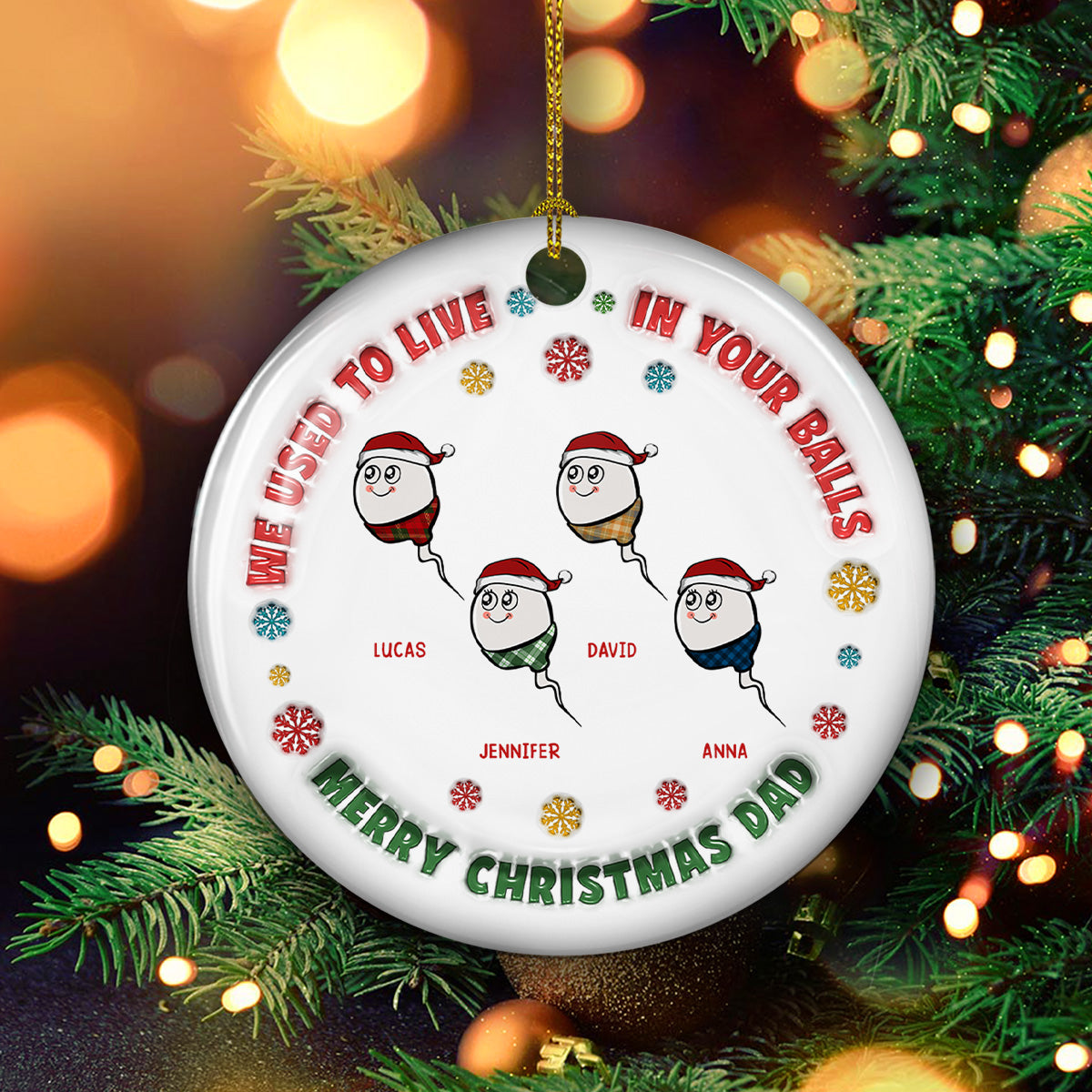 I Used To Live In Your Balls - Personalized Custom 3D Inflated Effect Ceramic Ornament