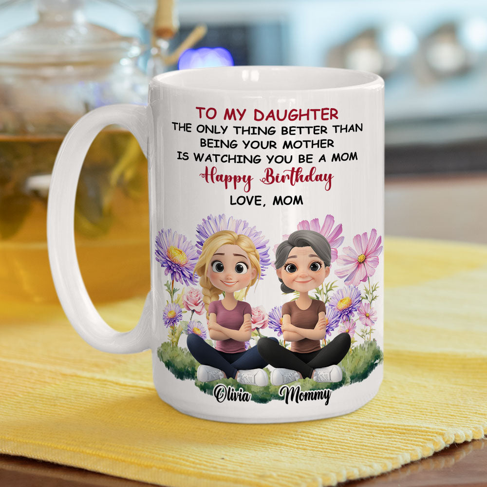 To My Daughter Flower Birth Month - Personalized Custom Coffee Mug