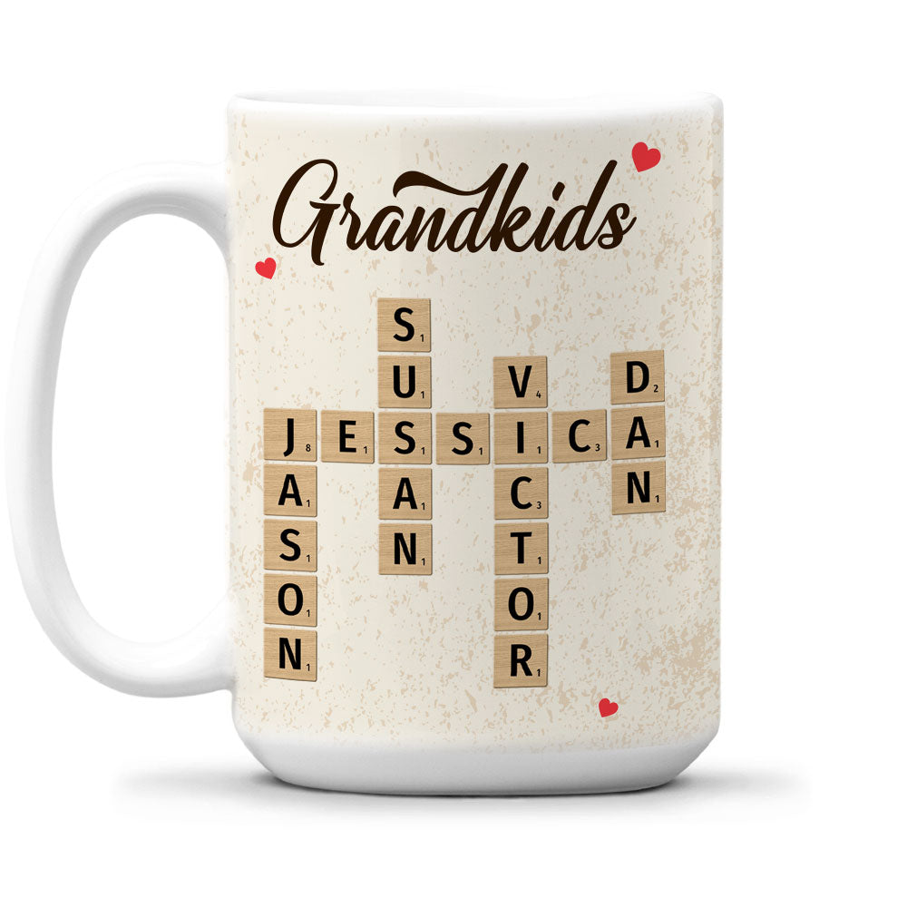 Grandkids Family Besties Coworkers Crossword Puzzle - Personalized Custom Coffee Mug