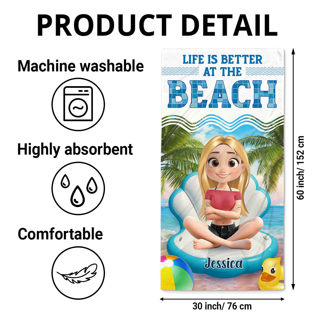 Swimming Is The Best - Personalized Custom Beach Towel