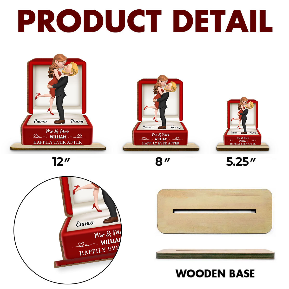 The Year We Married - Personalized Custom 2-Layer Wood Plaque With Flat Base